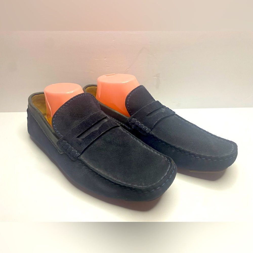 MASSIMO DUTTI Men’s Sz 43/US 9.5 Navy Blue Suede Pull On Driving Loafer Shoes